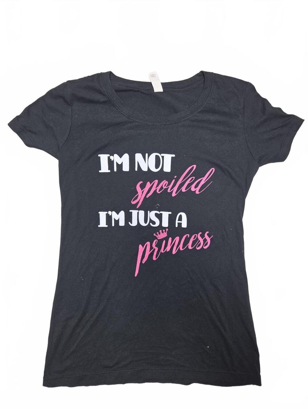 Ideal T Next Level Black Spoiled Princess Graphic T-Shirt Womens Size S